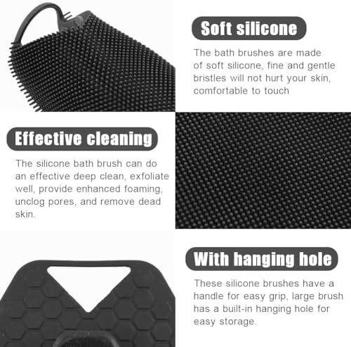 MAYCREATE® Silicone Body Scrubber Buffer Exfoliating Brush with Loofah Bath Brushes for Men Women Kids use in Shower Scalp Hair Shampoo Skin Cleaning 2PCS MAYCREATE® Silicone Body Scrubber Buffer Exfoliating Brush with Loofah Bath Brushes for Men Women Kids use in Shower Scalp Hair Shampoo Skin Cleaning 2PCS